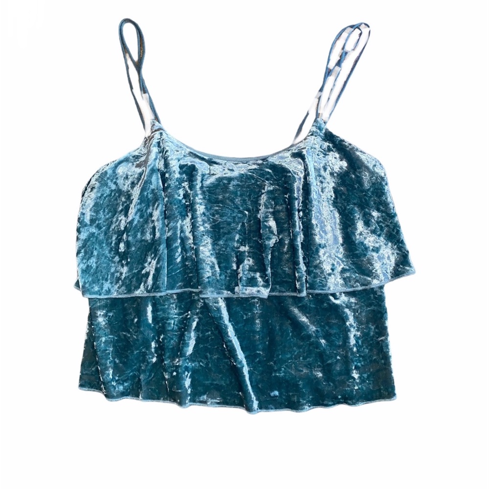 NWT Romeo and Juliet Couture Aqua Blue Velvet Tank sz M